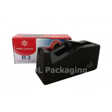 Heavy Duty Desktop Tape Dispenser 1" 25mm Black Weighted Anti Slip Metal Cutter