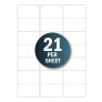 White Address Labels 21 per A4 Sheet Laser / Inkjet 